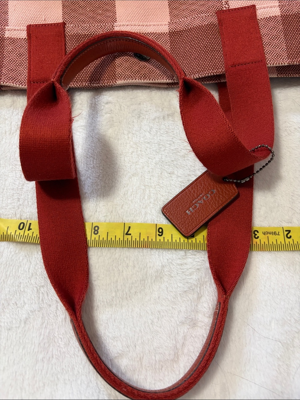 Coach Red and Pink Checkered Tote - Picture 9 of 13